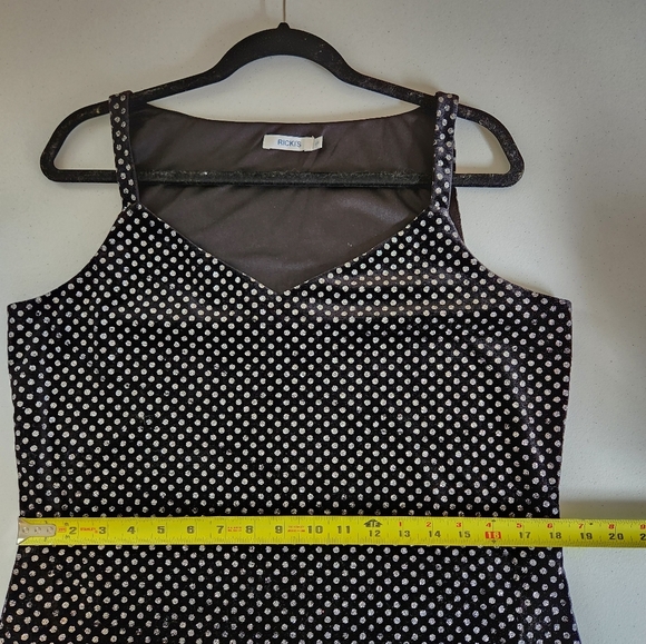Ricki's Black Velour Silver Polka Dot Sleeveless Stretch Top Dressy Fancy Sexy - Picture 10 of 10